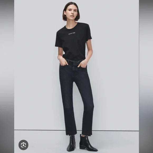 7 for all mankind high waist slim kick black 25 $153 - Picture 1 of 14